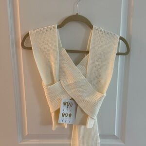Cream Knit Scarf Top